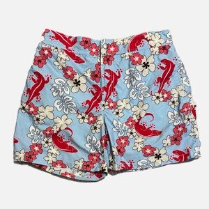 Vilebrequin Mens XL Floral Lizard Board Shorts Lined Swim Trunks Beach Quick Dry